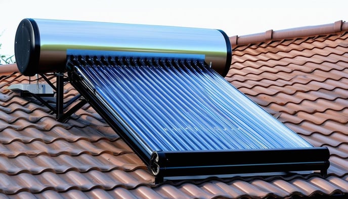 a residential solar water heater on a roof