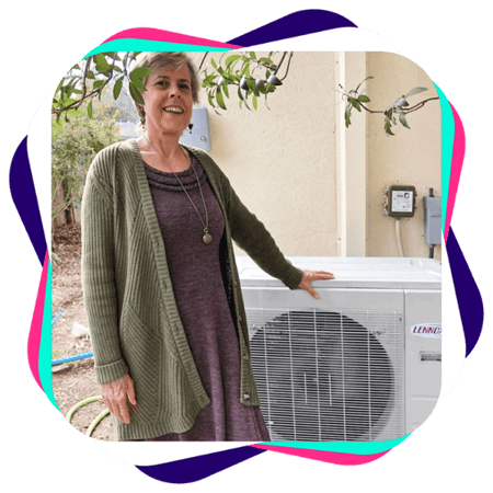 woman with hvac heat pump